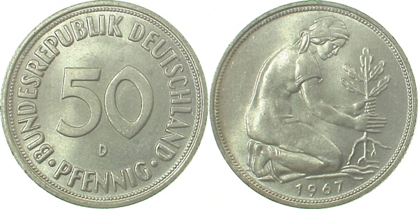 38467D~1.1 50 Pfennig  1967D bfr/stgl J 384  