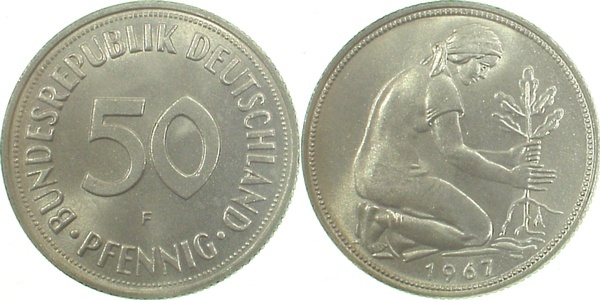 38467F~0.9 50 Pfennig  1967F stgl.fein J 384  