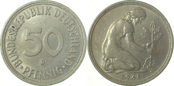 38468D~2.0 50 Pfennig  1968D vz J 384  