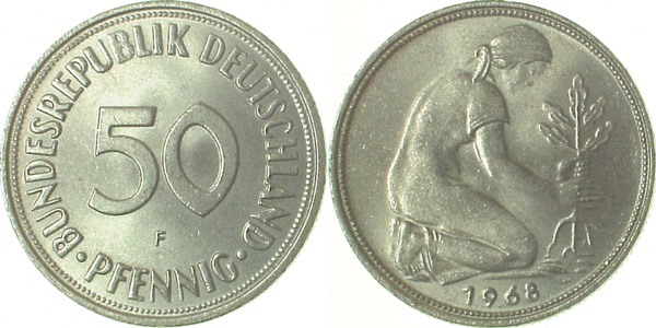 38468F~1.1 50 Pfennig  1968F bfr/st J 384  