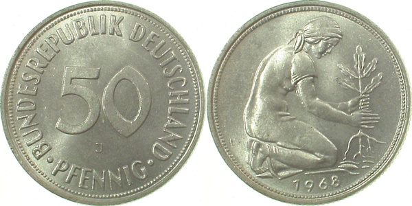 38468J~1.0 50 Pfennig  1968J stgl J 384  