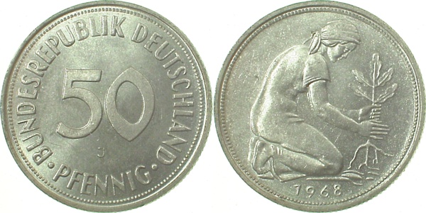 38468J~1.1 50 Pfennig  1968J bfr/stgl J 384  