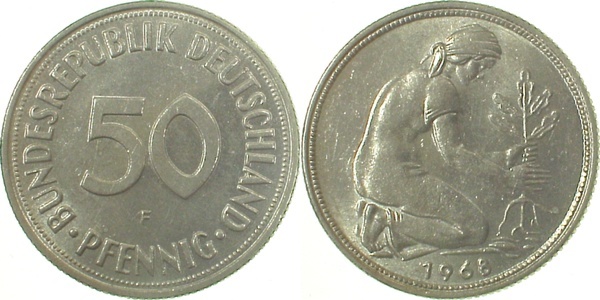 38468F~1.5 50 Pfennig  1968F vz/bfr J 384  