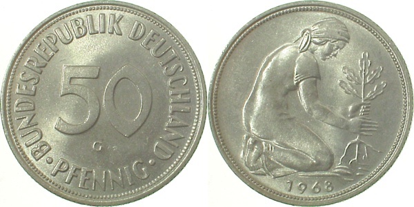 38468G~1.1 50 Pfennig  1968G bfr/stgl J 384  