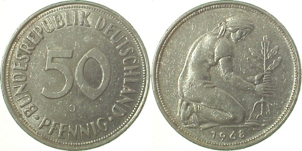 38468J~2.5 50 Pfennig  1968J ss/vz J 384  