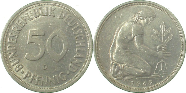 38469D~1.2 50 Pfennig  1969D bfr J 384  