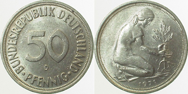 38471D~2.0v 50 Pfennig  1971D kleines Mzz. vz EPA 30K1  