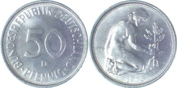 38473D~1.2 50 Pfennig  1973D bfr J 384  