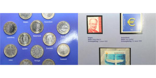 48802-   2002 12 x 1 Euro aller 12 Länder und Briefmarken J 488  