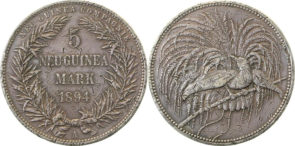 70794A~3.0b-GG 5 M Neu-Guinea 1894A  ss mit vielen Kratzern, Belegstück J707  