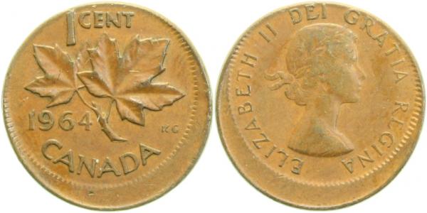 CAN-2 1ct.Canada 1964 Cu D10 CANADA  