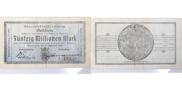 Crailsheim-3b   Crailsheim 1923 Notgeld gebraucht selten Notgeld  