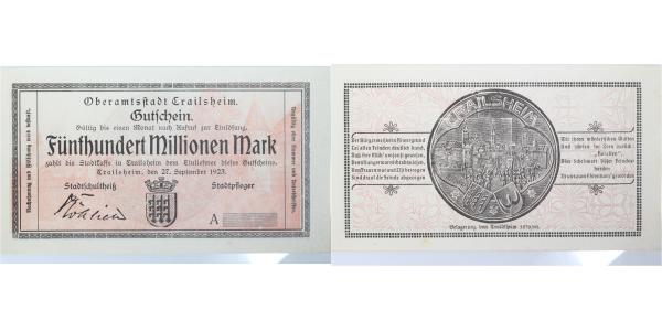 Crailsheim-  Crailsheim 1923 Notgeld druckfrisch selten Notgeld  