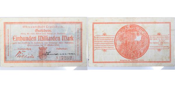 Crailsheim-8b   Crailsheim 1923 Notgeld gebraucht grün Notgeld  