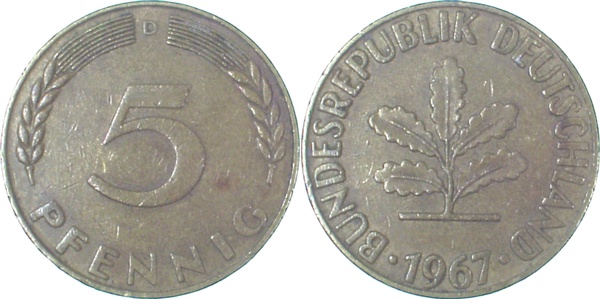 EPA-C24 5 Pfennig  1967D ss EPA-13V2  