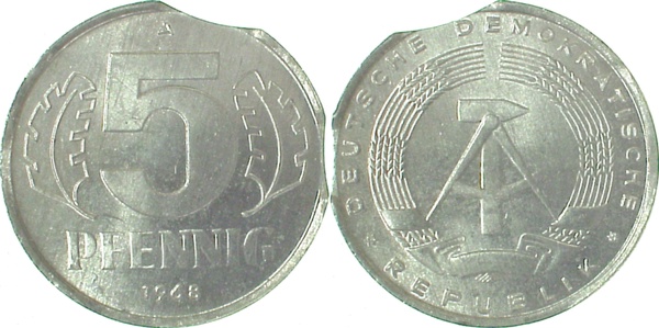 F150968A1.5 5 Pfennig  DDR 68A dopp.Zainende J1509  