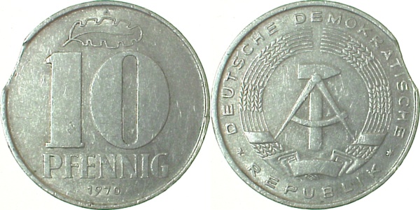 F151070A3.0 10 Pfennig  DDR 1970A Zainende ss J1510  