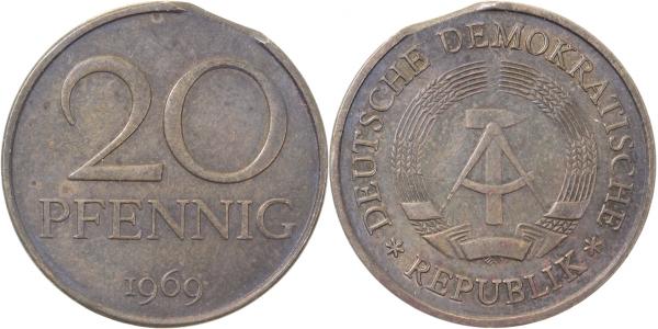 F1511a69-2.0b 20Pfennig  DDR 1969 vz gr.Zainende J1511a  