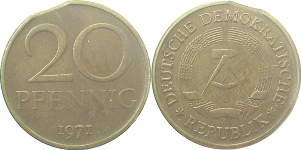 F1511a69-2.7 20Pfennig  DDR 1969 ss+ gr.Zainende J1511a  