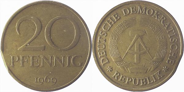 F1511a69-3.0 20Pfennig  DDR 1969 ss Zainende J1511a  