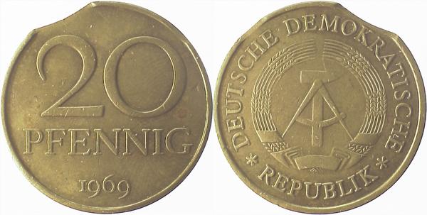 F1511b69-2.8b 20Pfennig  DDR 1969 dopp. Zainende J1511b  