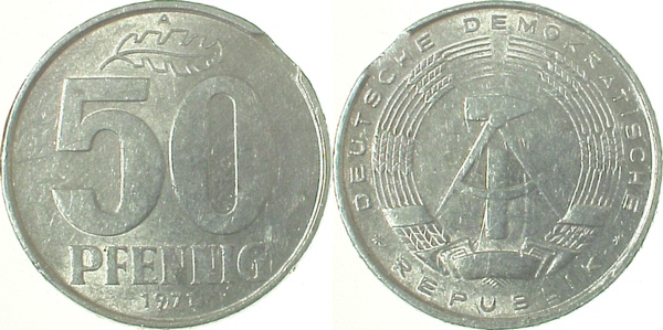 F151271A2.0 50 Pfennig  DDR 1971A Zainende vz J1512  