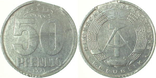 F151271A2.0a 50 Pfennig  DDR 71A deutl.Zainend.vz J1512  