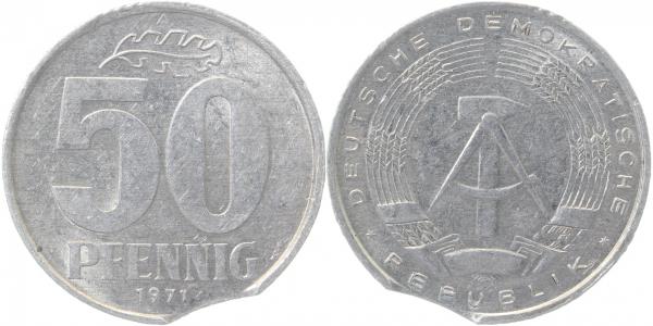 F151271A2.5c 50 Pfennig  DDR 71A deutl. Zainende ss/vz J1512  