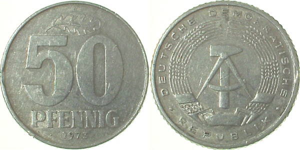 F151273A3.0 50 Pfennig  DDR kl.Zainende ss J1512  