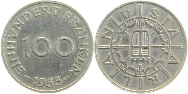 N80455-~2.5 100 Franken  Saarland ss/vz JN804  