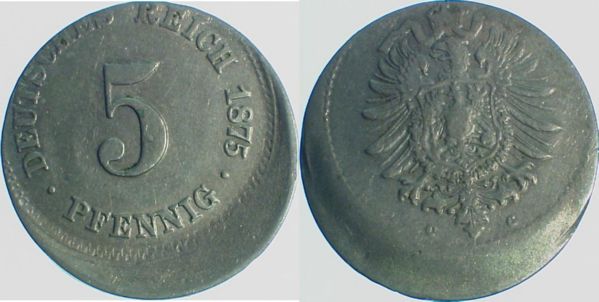 P00375C3.0 5 Pfennig  1875G D25 !! J 003  