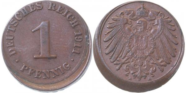 P01011A2.5 1 Pfennig  1911A D10 ss/vz J 010  