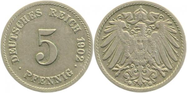 P01202G2.0 5 Pfennig  02G Mzz. 3fach geprägt J 012  