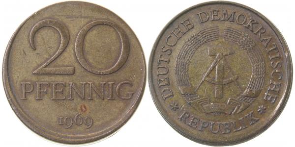 P1511a69-3.0a 20Pfennig  DDR 1969 WS: D5 ss J1511a  