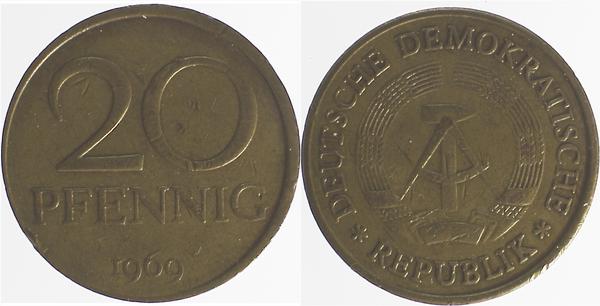 P1511a69-3.2 20Pfennig  DDR 1969- WS: D5 ss- J1511a  