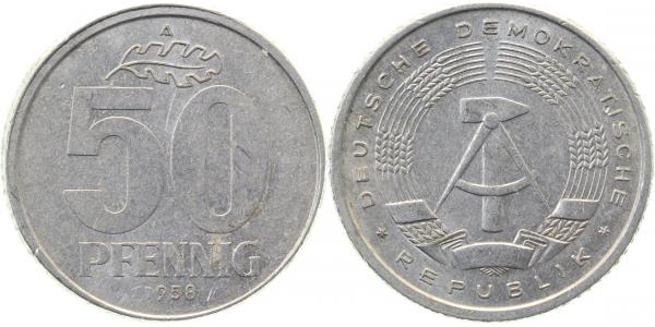 P151258A3.0 50 Pfennig  DDR 1958A WS: D5 ss J1512  