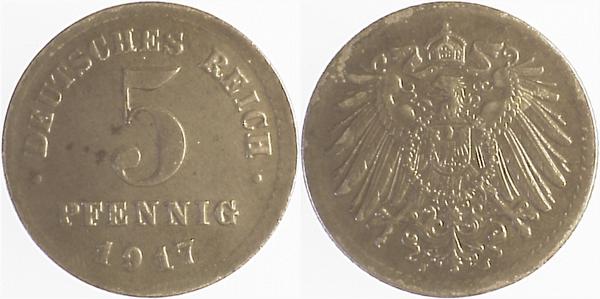 P29717J2.2 5 Pfennig  1917J D5 !!! J 297  