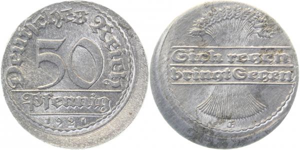 P30121E2.0a 50 Pfennig  21E D10 o. Riffelrnd. vz J 301  