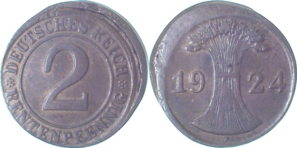 P30724F3.0b 2 Pfennig  D10 selten!! J 307  