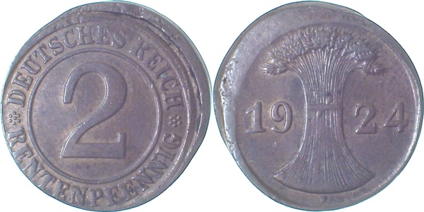 P30724F3.0b 2 Pfennig  D10 selten!! J 307  