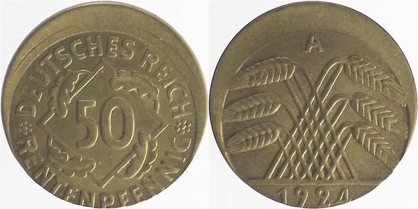 P31024A2.0 50 Pfennig  1924A D15 vz J 310  