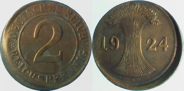 P31424D2.5 2 Pfennig 1924D D10 selten J 314  