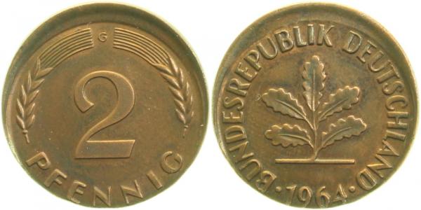 P38164G2.0 2 Pfennig  1964G D10 vz J 381  