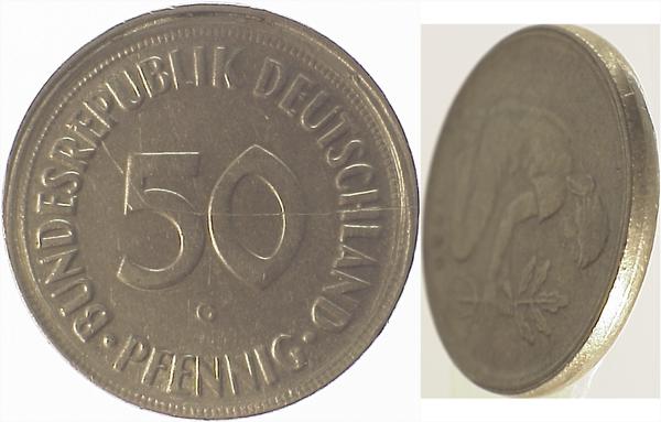 P38450G2.0 50 Pfennig  1950G vz D5 f.ohne Riff. J 384  