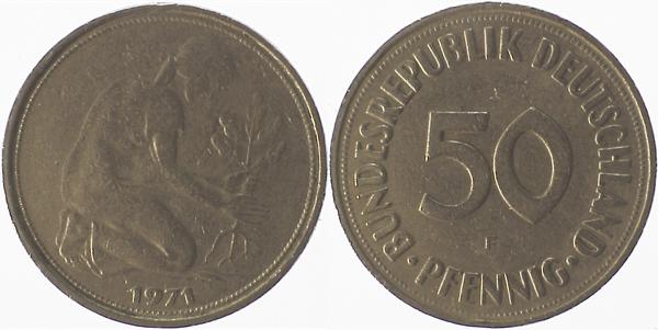 P38471F3.0 50 Pfennig  71F Jsz.doppelt!! J 384  