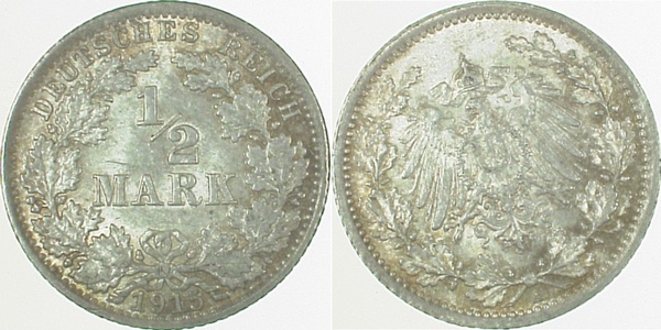 S01615A1.5 1/2 Reichsmark  1915A ca. S40 f.prfr J 016  