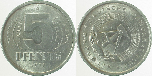 S150979A1.5 5 Pfennig  DDR 79A S40 vz/st. J1509  