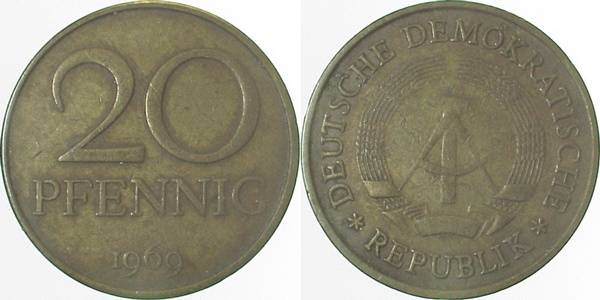 S1511a69-3.0f 20Pfennig DDR 1969 ca.S45 ss J1511a  