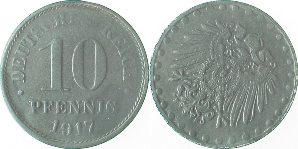 S29817F2.0 10 Pfennig  1917F S45 vz !! J 298  