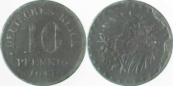 S29817F3.0 10 Pfennig  1917F S40 ss J 298  